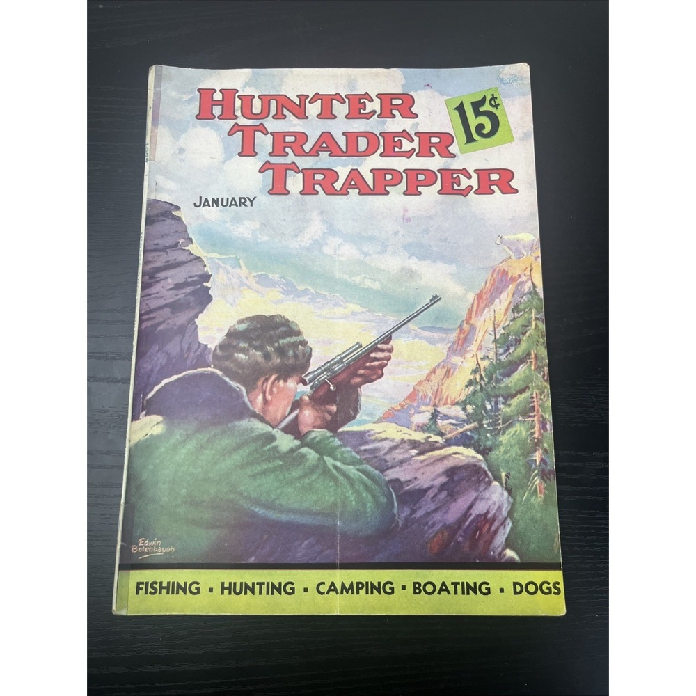 Hunter Trader Trapper January 1937 Fishing‎ Dogs Boating Vintage Magazine